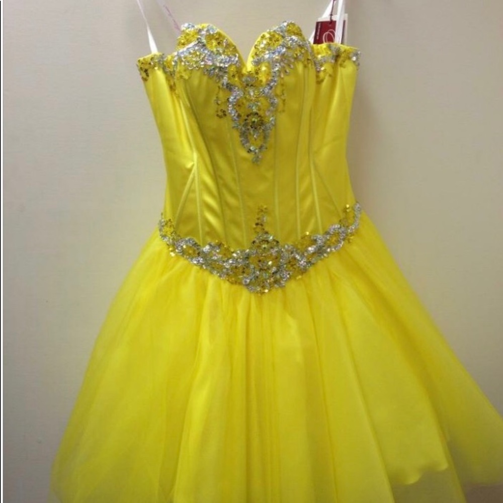 Yellow Milano Short Strapless Dress